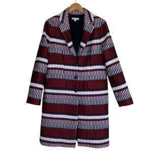 Eva Mendes Elegant Art Deco Maximalist Longline Dress Coat Button Front Sz S